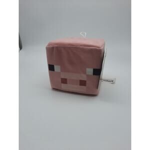 Microsoft Minecraft Pig Head 4" Plush Stuffed Toy Pink Cube Soft Plush